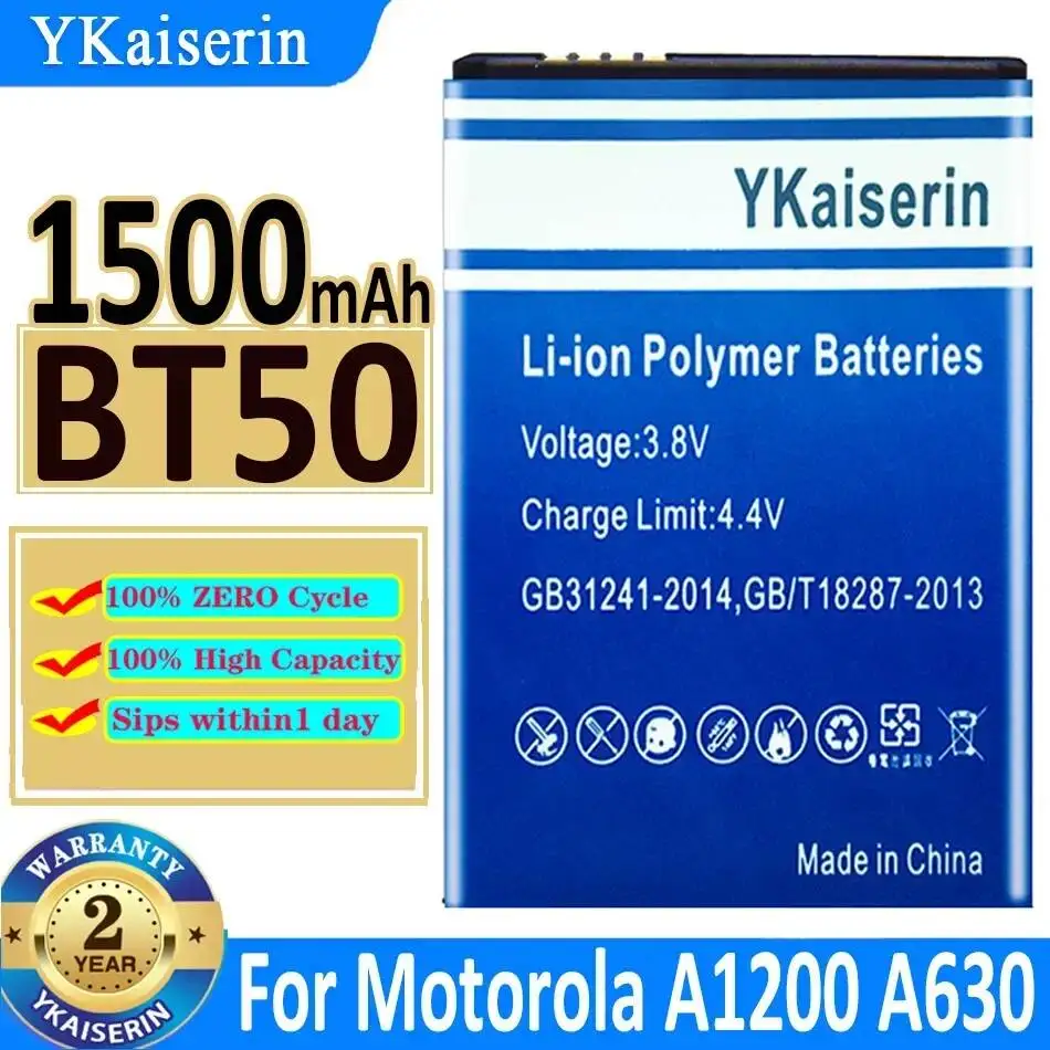 

1500Mah Mobile Phone Battery BT50 For Motorola Moto A1200 A630 A732 BA250 C160 C193 C290 C975 C980 Premium Replacement