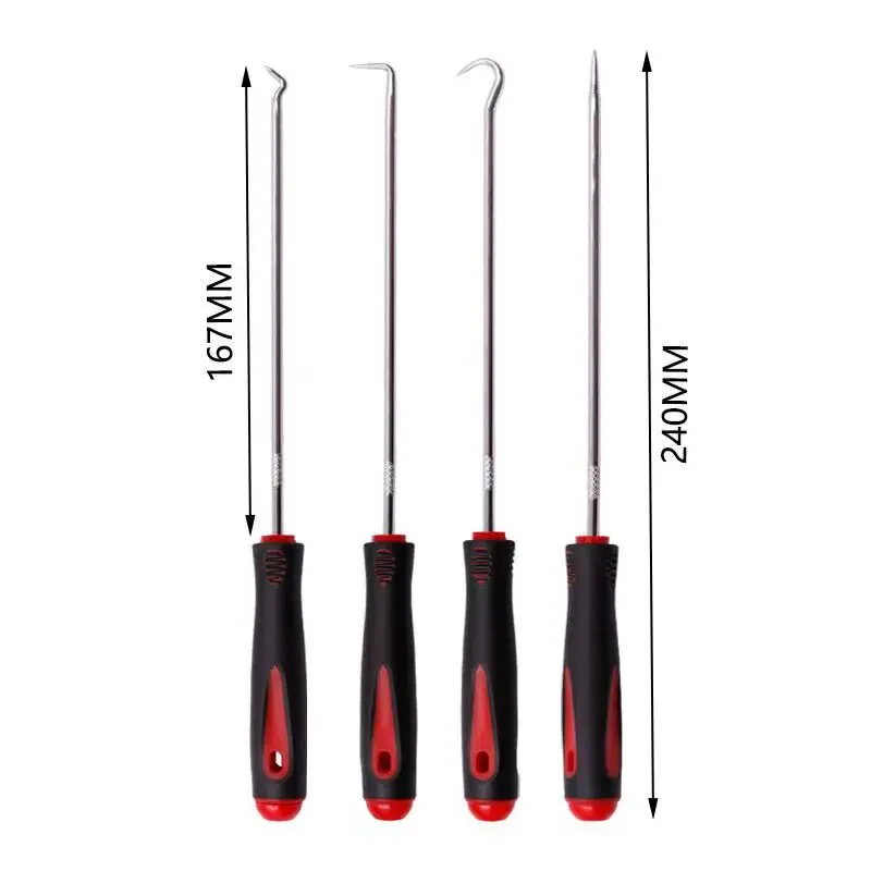 4-teiliges Set mit langem Pick- und Haken, Dichtungsabzieher, Pick-Werkzeuge zum Entfernen von Auto-Auto-Öldichtungs-O-Ring-Dichtungswerkzeugen – Detail 9