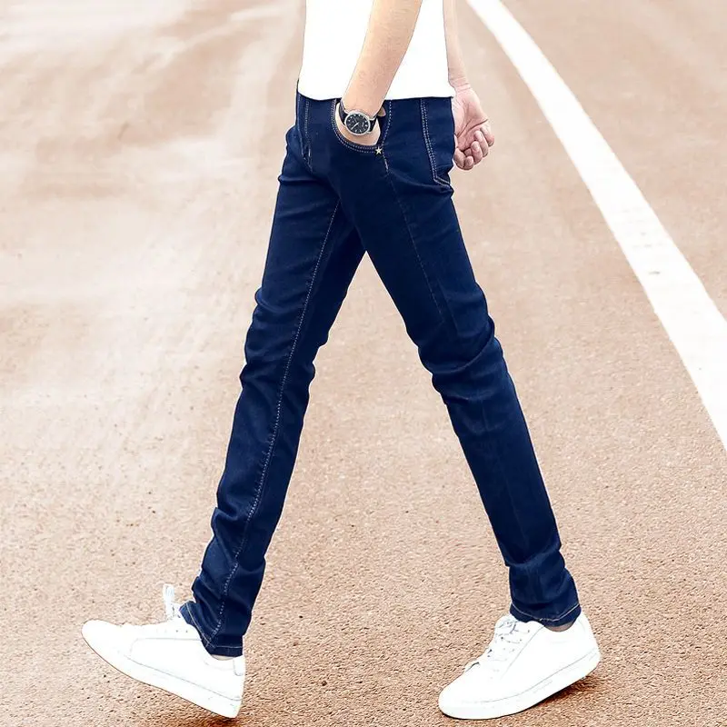 กางเกงยีนส์ทรงตรงขาบานสไตล์อเมริกันสำหรับผู้ชาย ผ้าบางใส่สบาย เหมาะกับฤดูร้อน แบรนด์ดัง ดีไซน์ทันสมัย ใส่ได้หลายโอกาส