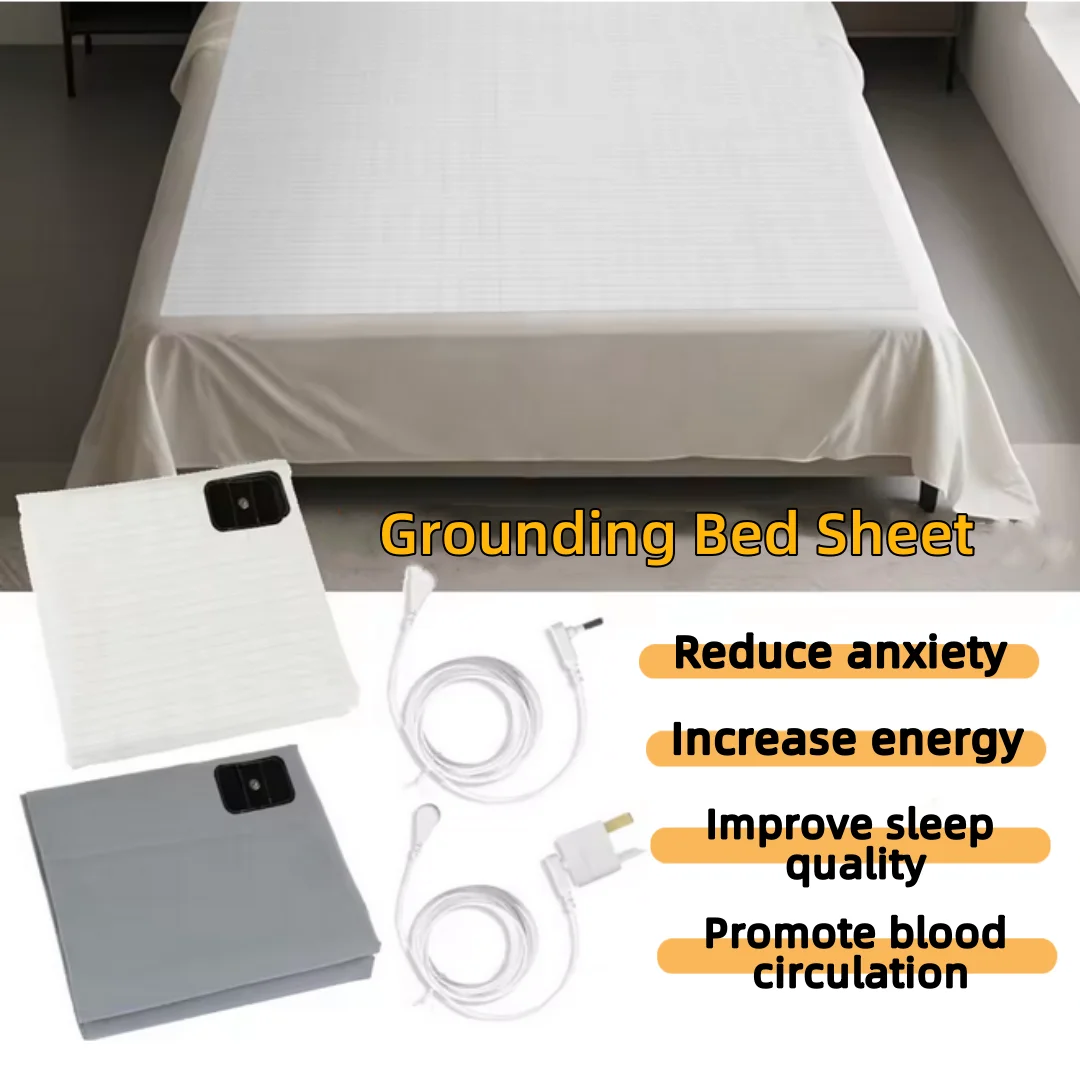 

Earthing Plain Bedsheet with Conductive Silver Fiber Antistatic Health Protection Sheet Grounded Release Static