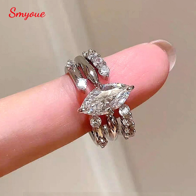 

Smyoue 0,24-2,72cttw женские комплекты колец, свадебное кольцо с муассанитом, сверкающее кольцо маркизы, ювелирные изделия из стерлингового серебра 925 пробы, оптовая продажа