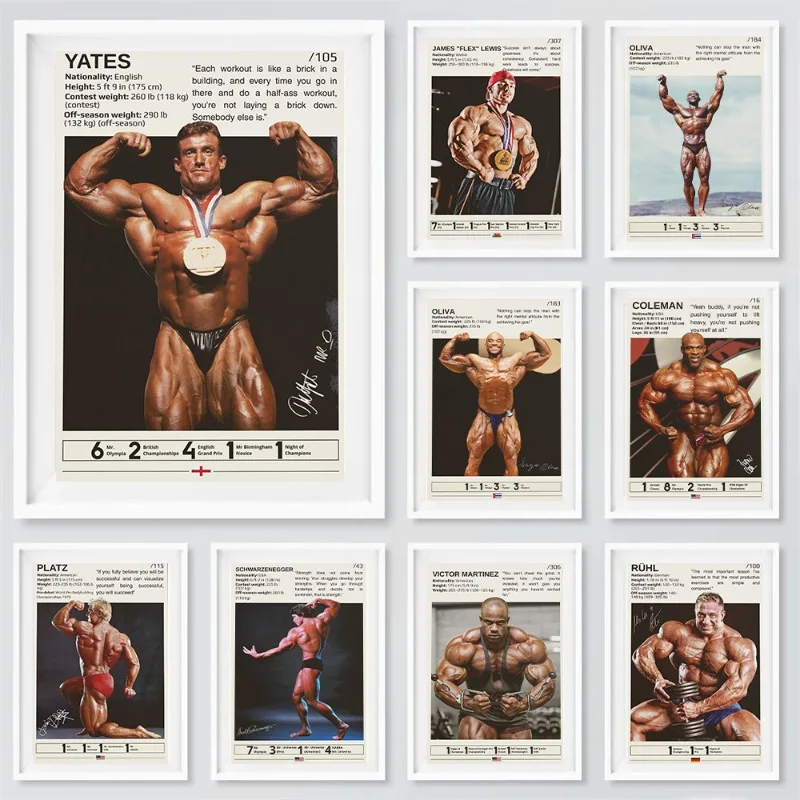 Bodybuilding Legend Motivational Poster Marcus Ruhl Dorian Yates Portraits Canvas Painting Wall Art Gym Living Room Home Decor