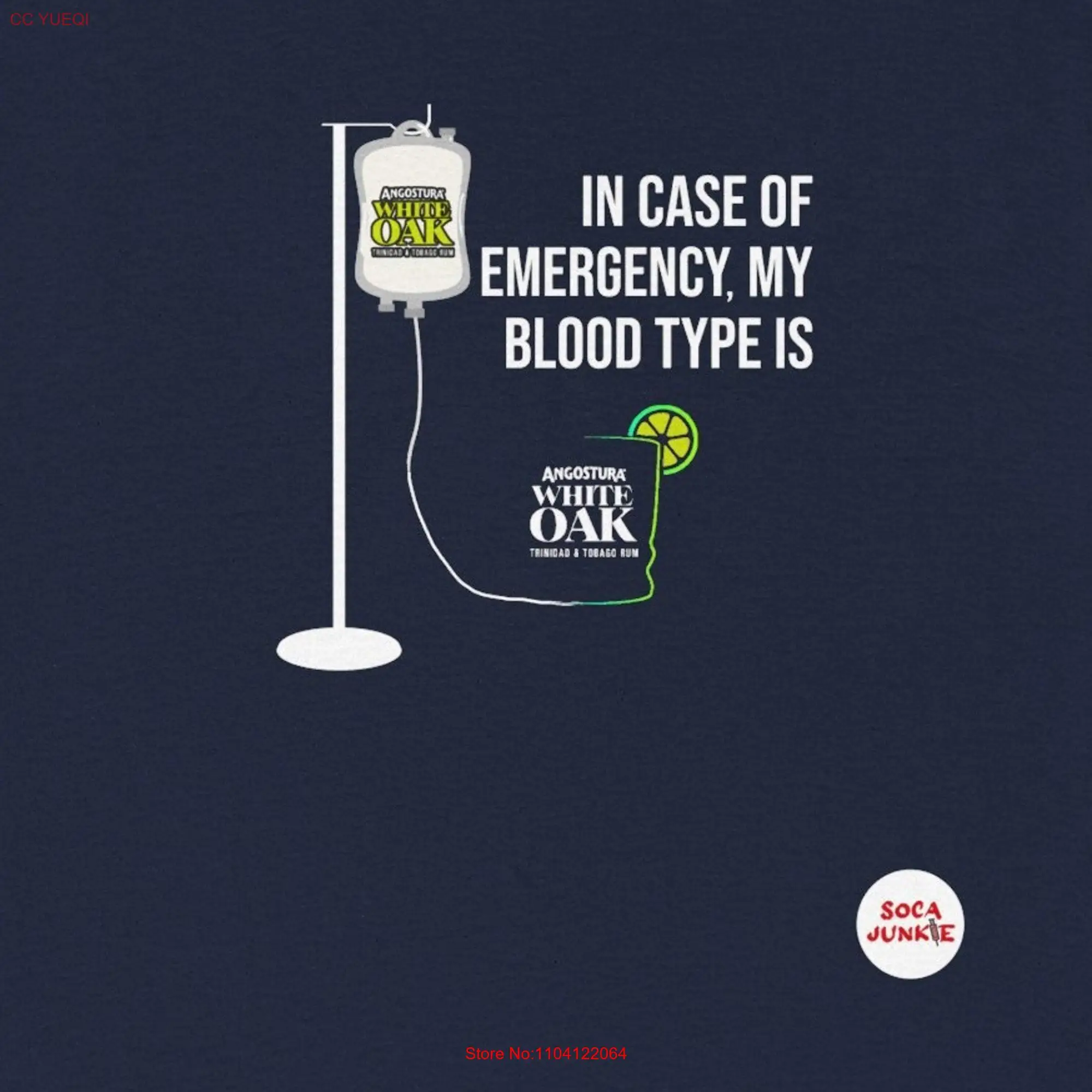 تي شيرت قطن ثقيل من خشب البلوط الأبيض ، أكمام طويلة أو قصيرة ، مشروب Trini الهندي الغربي سوكا المنافق ، كيس IV ، نوع الدم