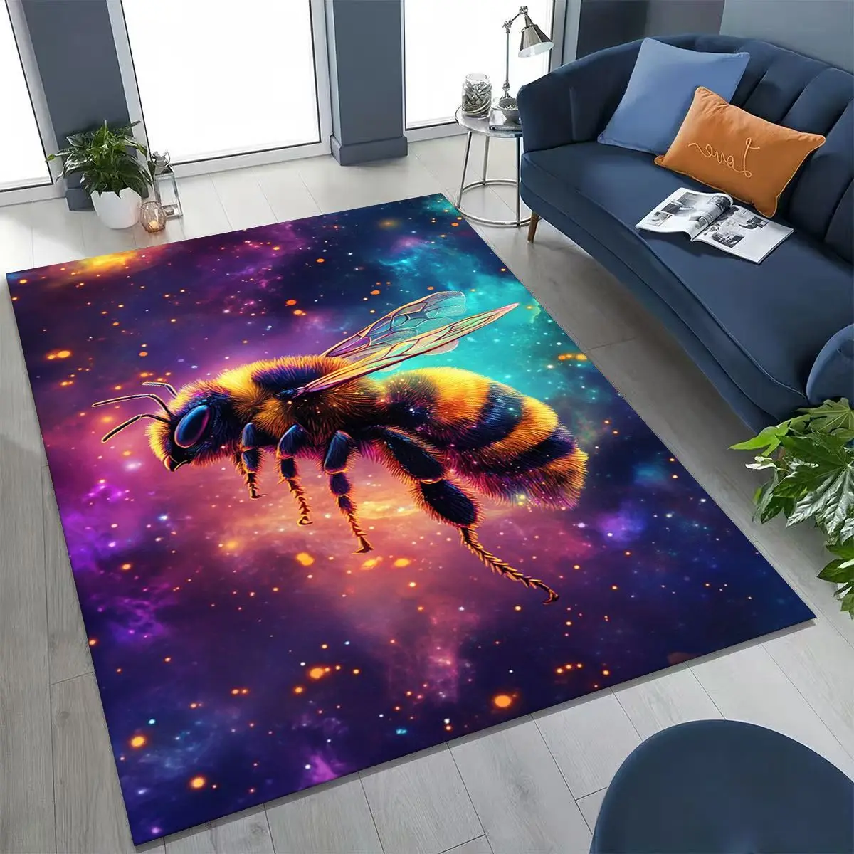 

Cute Cartoon Bee HoneyBee Insect Art Rug for Bedroom Living Room Sofa Home Doormat Decor,Large Kids Play Non-slip Floor Mat