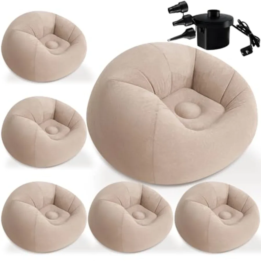 

6 Pack Inflatable Bean Bag Chairs with Electric Air Pump Inflatable Chairs Blow up Couch Folding Portable Inflatable Lazy Sofa