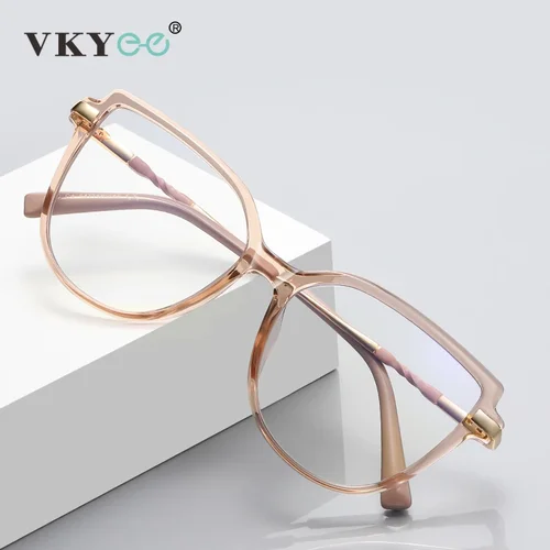 Imagen 2 del producto VKYEE, gafas circulares antiazules a la moda con forma de ojo de gato para mujer, se pueden personalizar con prescripción fotocromática en seis colores PFD2210