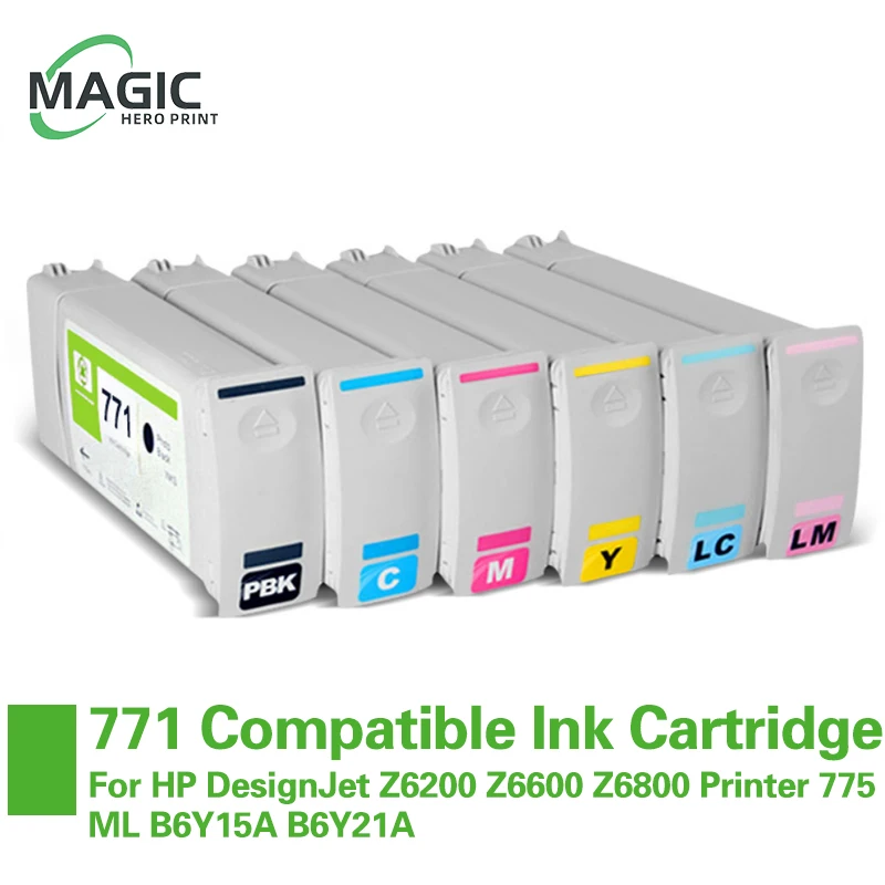 For HP 771 Compatible Ink Cartridge Full With Latex Ink Stable Chip For HP DesignJet Z6200 Z6600 Z6800 Printer B6Y15A B6Y22A