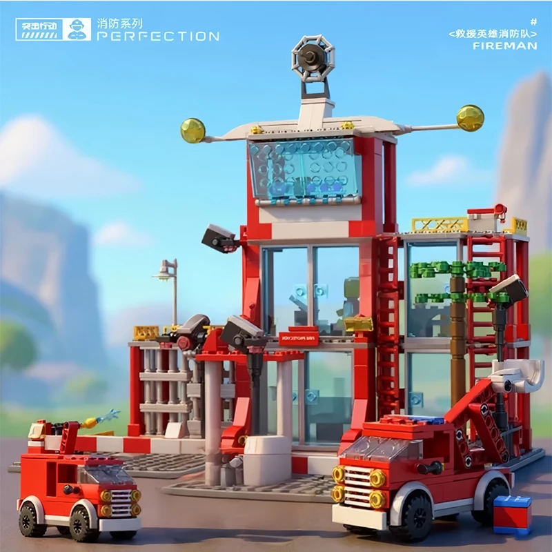 

Fire Station Building Model Construction Blocks SWAT Fire Truck Car Building Blocks Boys DIY Assembly Toy Kids Christmas Gift
