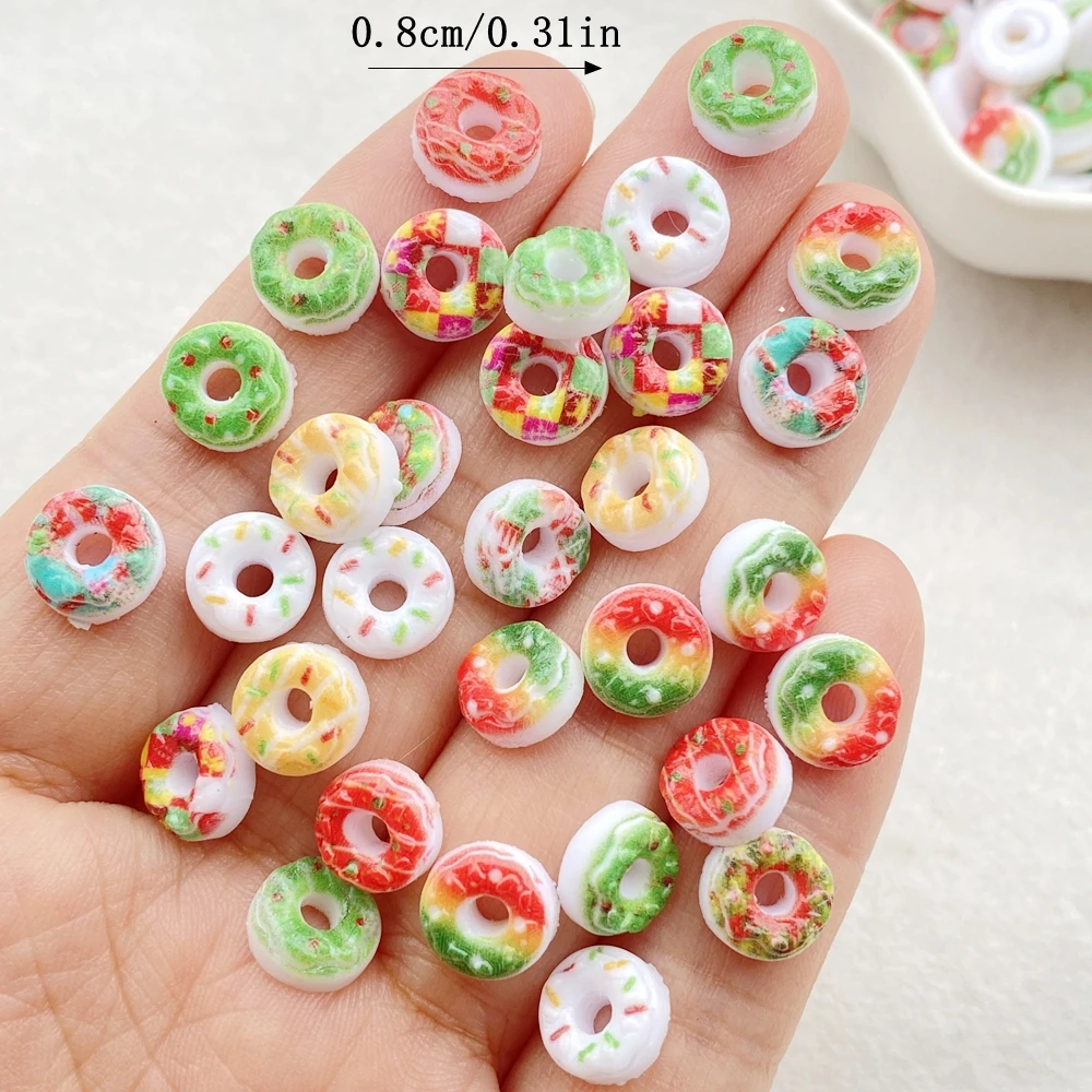 50Pcs Cute Mini Cartoon Christmas Donut Series Nail Art Resin Designer Charms DIY Craft For Nail 3D Decorations Jewelry