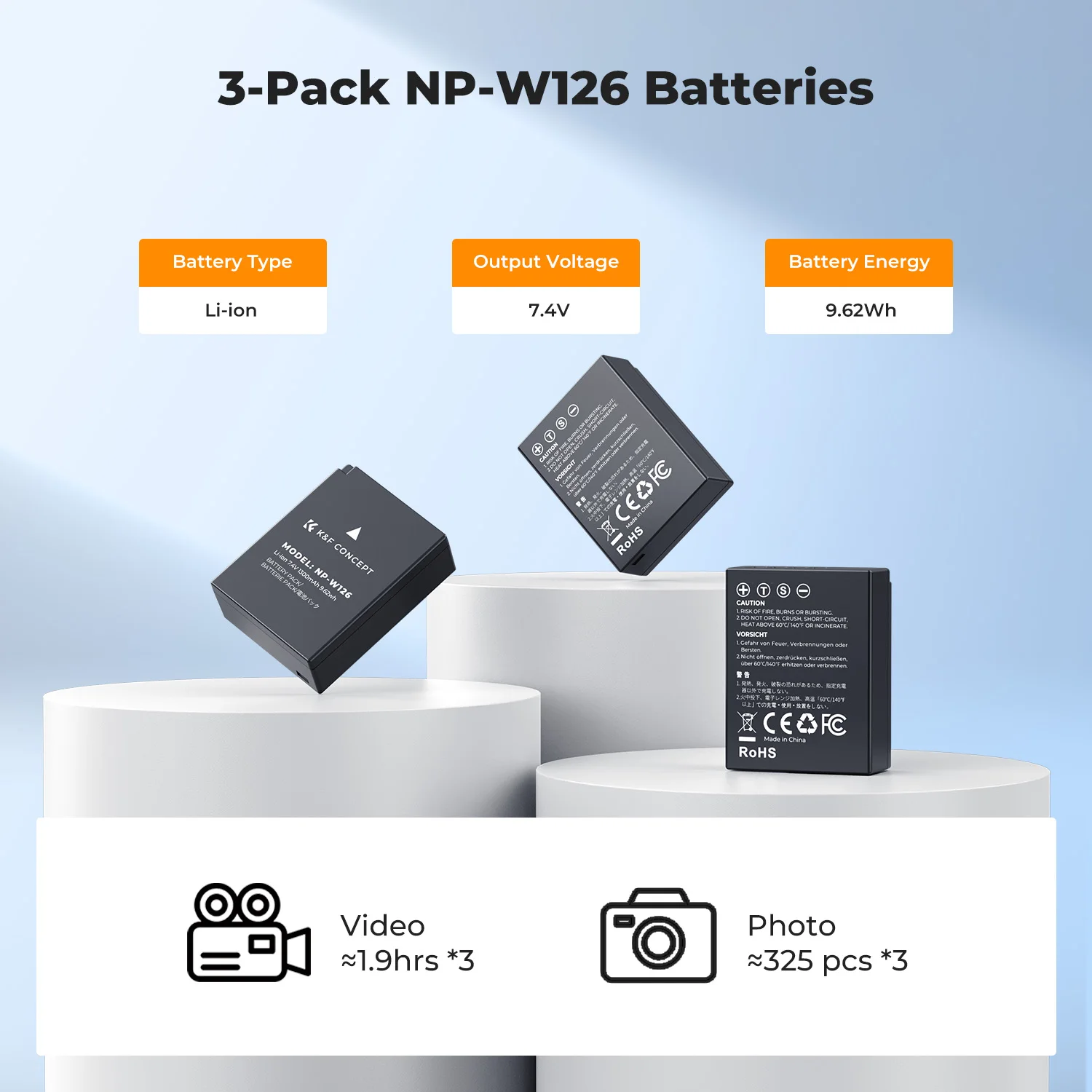 K&F CONCEPT NP-W126 NP-W126S Caricabatterie Doppio 1300 mAh Batteria Compatibile con Fujifilm XM5, X100VI, X100V, XS10, XT30, XT30 II, XT20, XE4,XE5, A5,X Half(X-HF1 K&F CONCEPT NP-W126 NP-W126S Caricabatterie Doppio 1300 mAh Batteria Compatibile con Fujifilm XM5, X100VI, X100V, XS10, XT30, XT30 II, XT20, XE4,XE5, A5,X Half(X-HF1