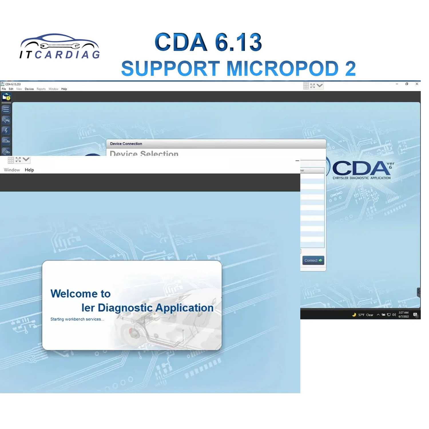 Il Software di ingegneria CDA 6.13 CDA6 funziona con MicroPod II 2 per la programmazione FLASH e la modifica VIN per CHRYSLER/DODGE/JEEP