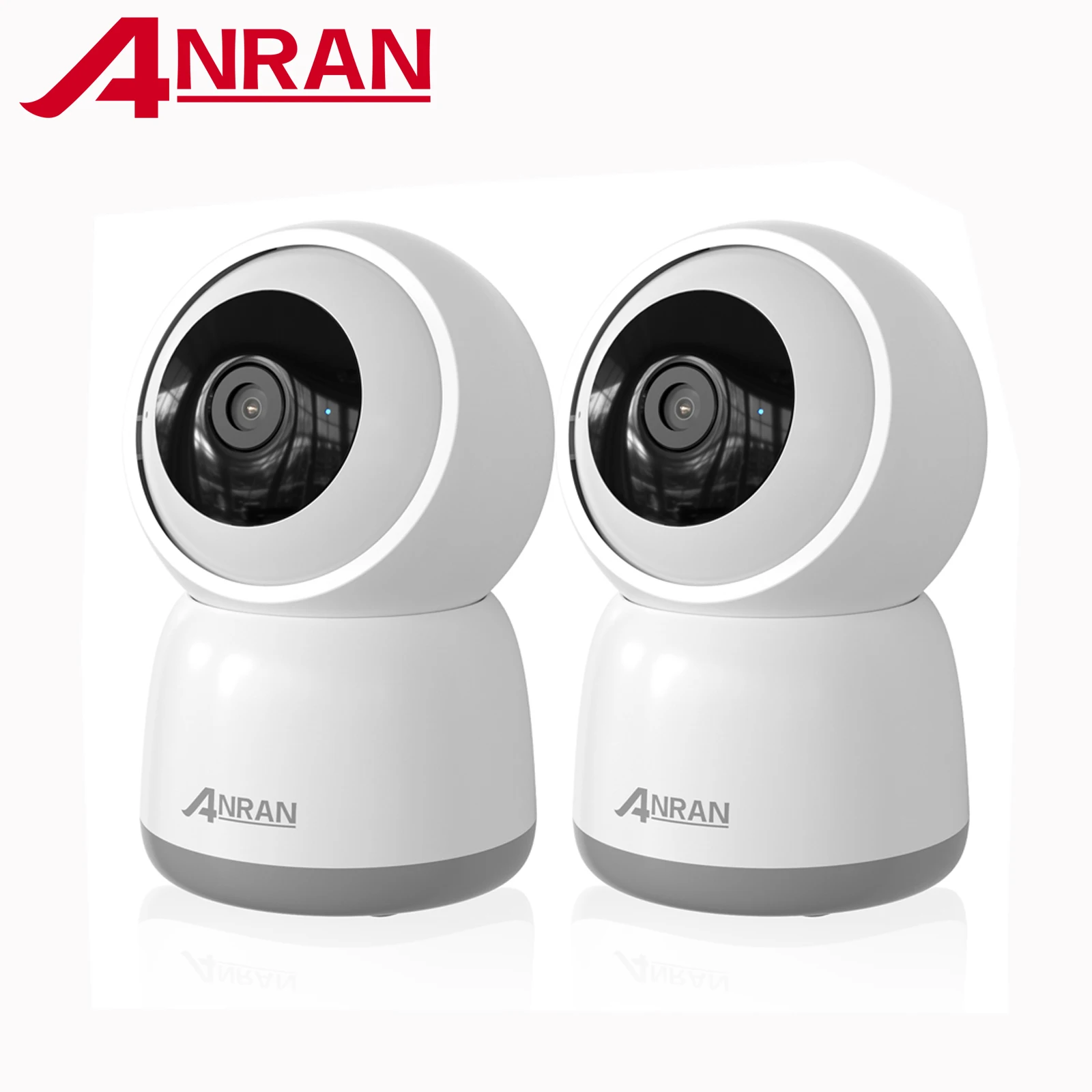 

ANRAN 2 шт., охранная радионяня, внутренняя 5-мегапиксельная Wi-Fi камера наблюдения, обнаружение человека, автоматическое отслеживание, 7/24, поддержка записи Alexa