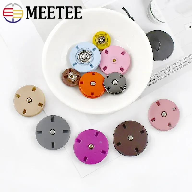 Meetee 10sets 12.5-25mm Metal Snap Button Invisible Clasp Buckle DIY Coat Down Jacket Windbreaker Decorative Sewing  Accessory