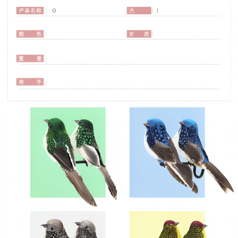 Decorative Feather Bird Handmade Foam Animal Figurine With Clip For Outdoor Garden Yard Home Patio Tree Branch Decoration