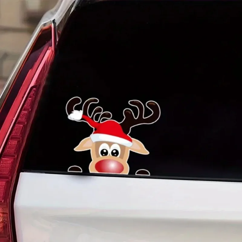 

1PC Christmas Reindeer Motorcycle Stickers DIY Vinyl Decals Waterproof Car Trunk Windows Body Funny Durable Decoration