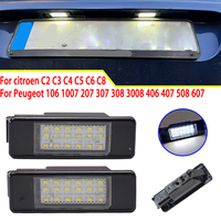 2Pcs LED Licence Number Plate Light Lamp Canbus For Citron Berlingo C2 C3 C4 C5 C6 C8 DS3 for Peugeot 106 1007 307 308 3008 406