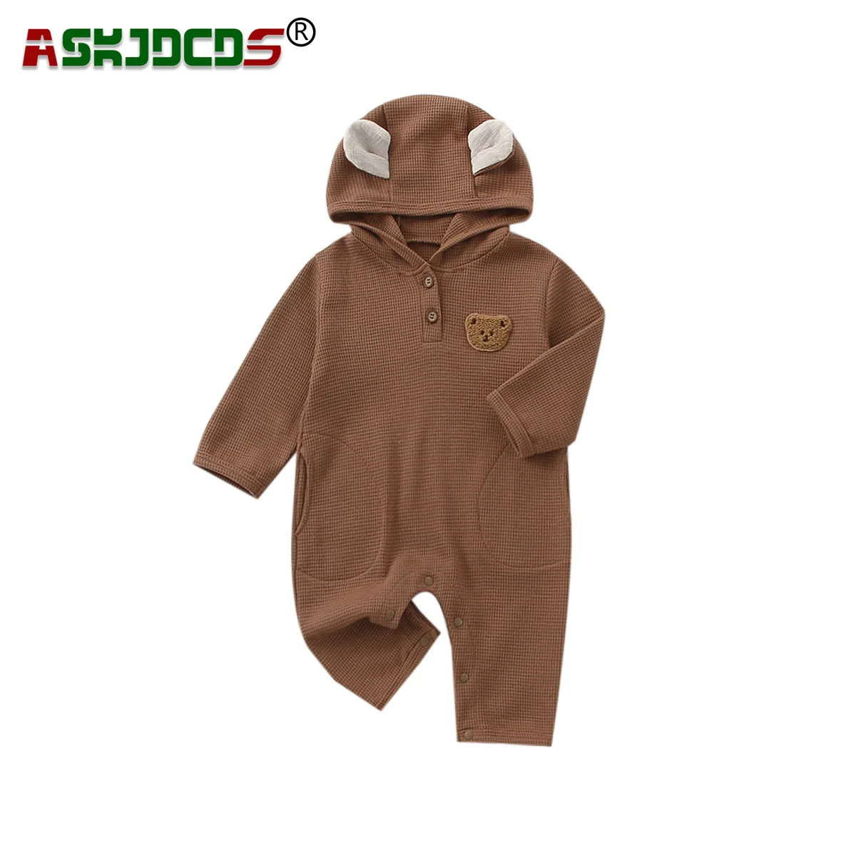 

2023 NEW IN Baby Clothing Romper Infant Kids Girls Boys Full Sleeve Hooded Cartoon Bear Waffler Outfits Jumpsuits Newborn