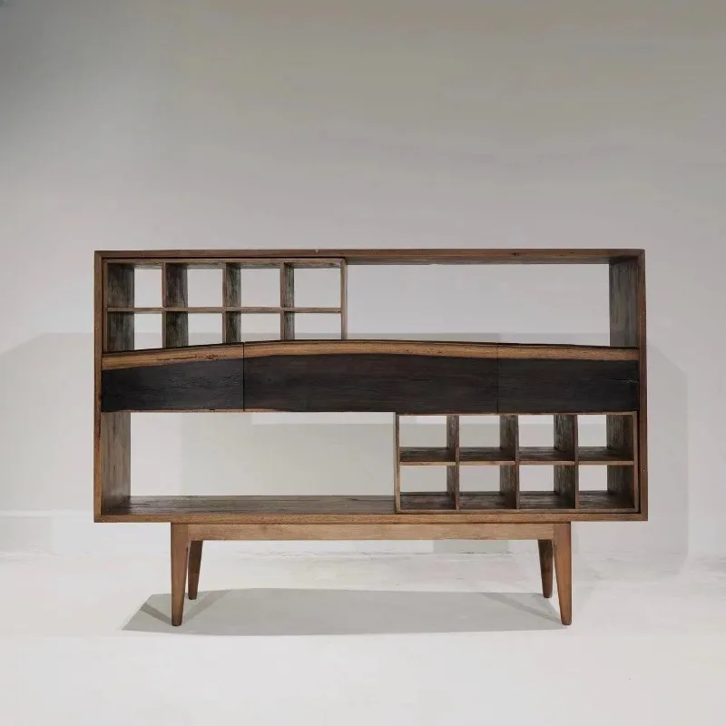

Wire sideboard solid wood sideboard original design, wooden drawer wabi-sabi style sideboard for home use