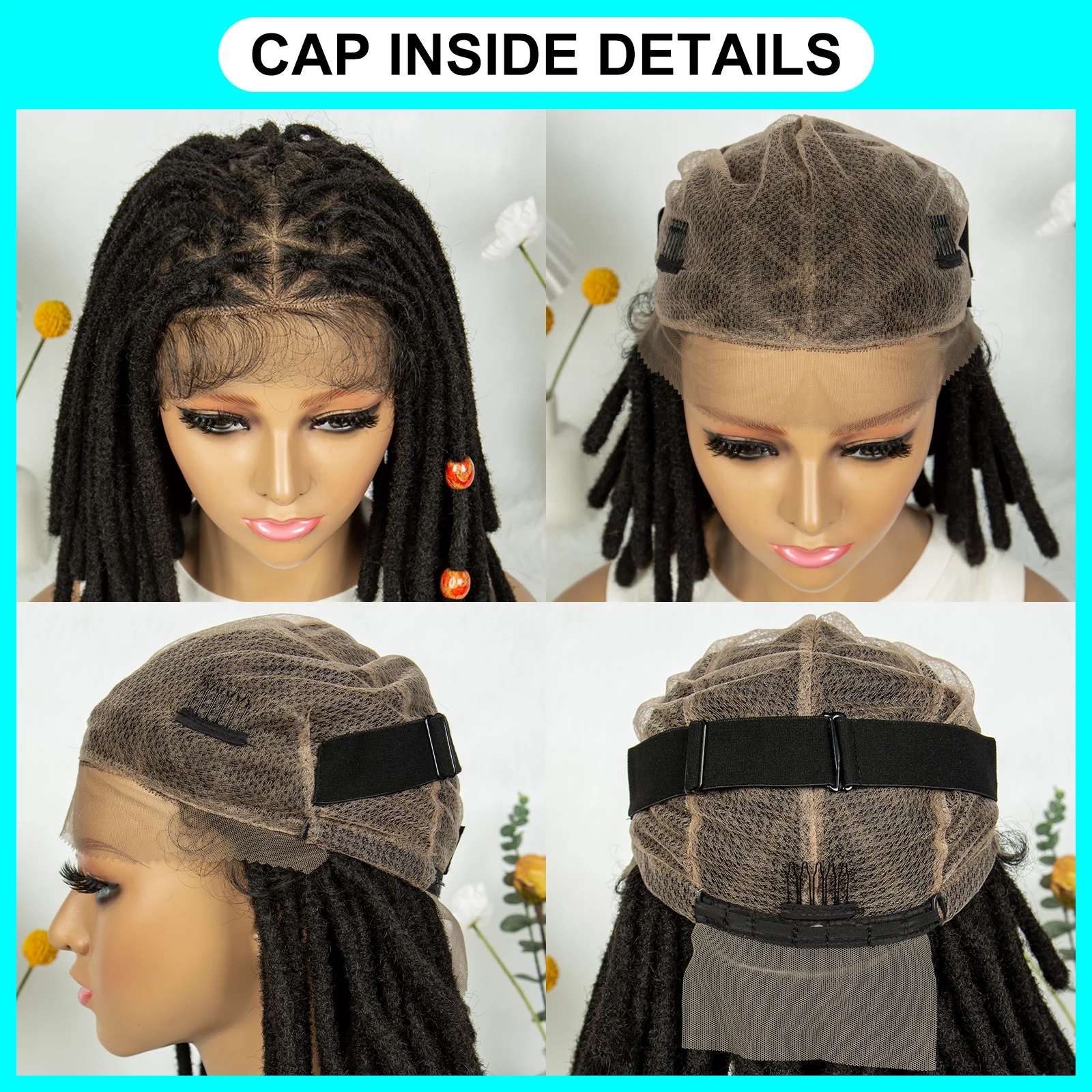 KIMA Dreadlocks Cornrow Braided Wigs Short Locs Full Lace Wig Dreadlock Box wigs with Baby Hair for Africa Women