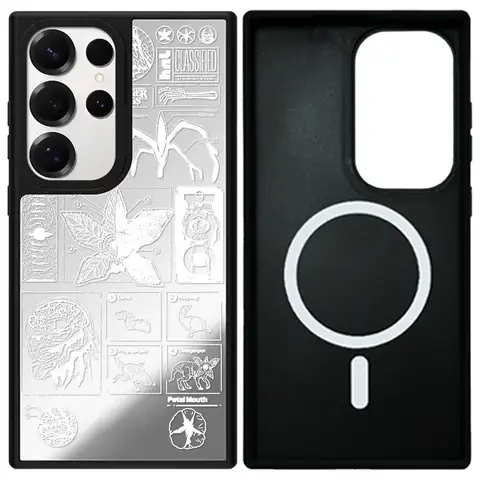 클래식 플라워 몬스터 미러 마그네틱 케이스 삼성 갤럭시 S23 S24 S25 울트라 S25+ 플러스 보호 케이스 만화 마법 쇼