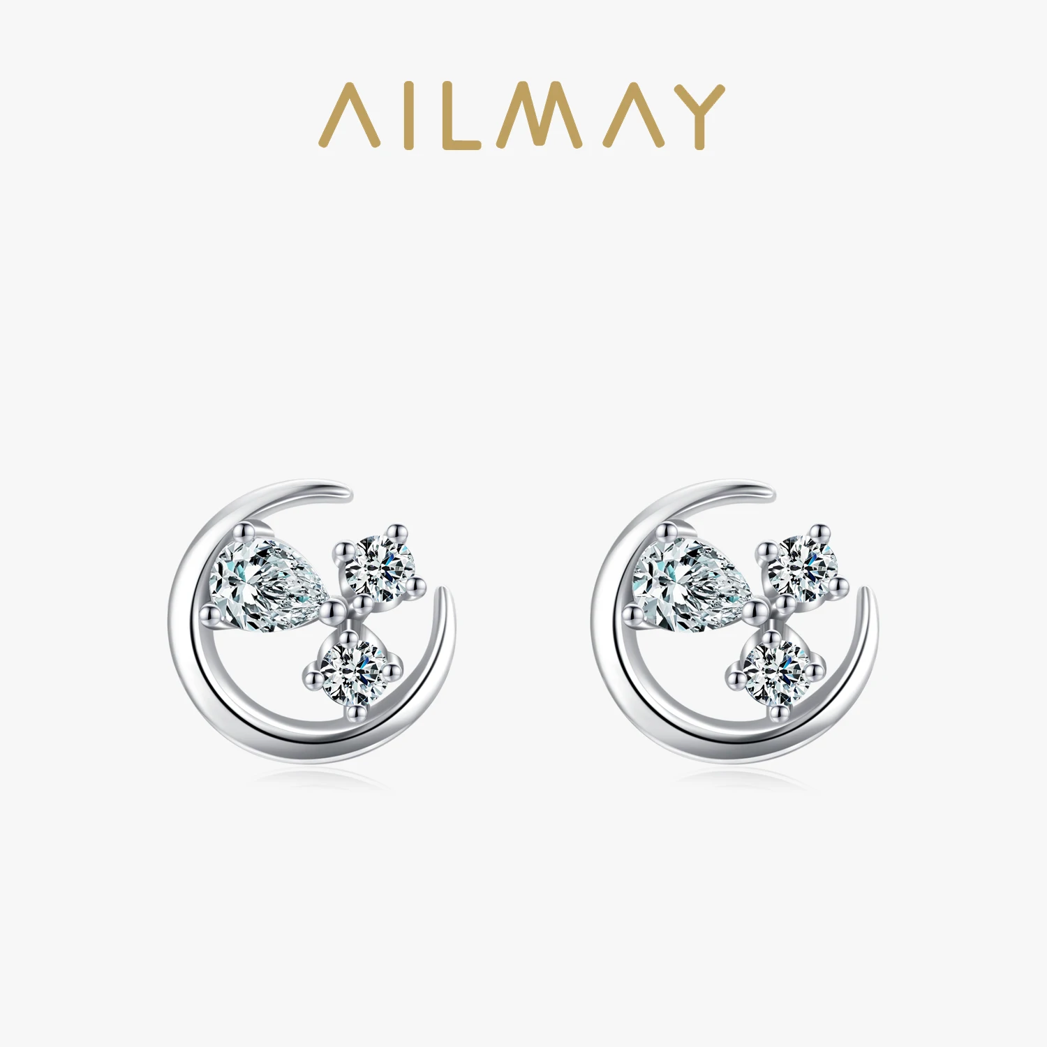 Ailmay Genuine 925 Sterling Silver Charm Irregular Geometric Design Stud Earrings For Women Minimalist Fine Jewelry New Style