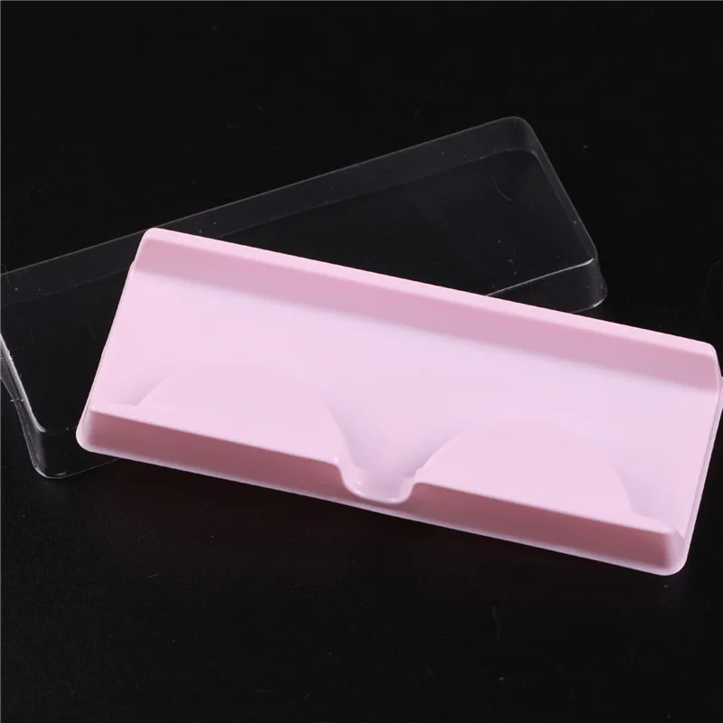 50/100PCS Pink Plastic Eyelashes Packaging Box Fake Eyelash Tray Storage Cover Single Case Lash Box Customizable Wholesale