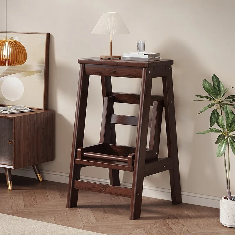 Living room Nanzhu folding dual-purpose ladder stool herringbone ladder staircase household climbing multi-function