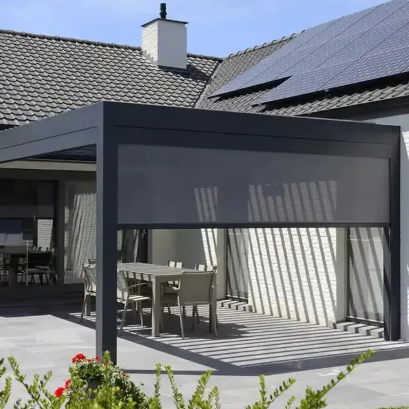 

[Factory Price] High Quality Sunscreen Outdoor Roller Blinds Electric Motorized Zip Track Outdoor Blinds