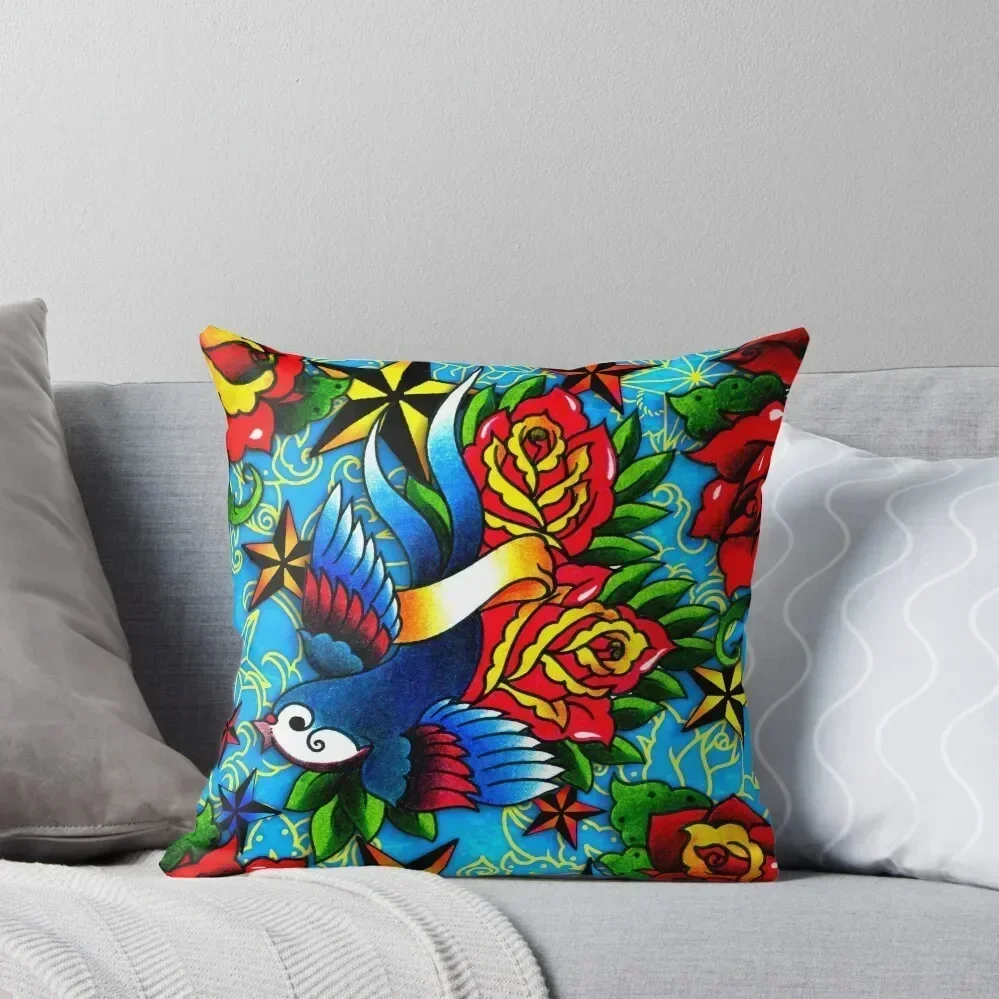 

Traditional Swallow & Rose Tattoo Throw Pillow Christmas Pillow Cases christmas decorations 2025 pillow