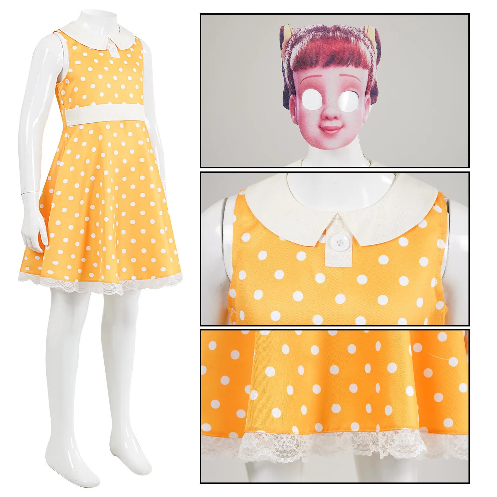 Movie Gabby Cosplay Costume Toy Story Cosplay for Kids Yellow Dress with Mask Headwear Set Kids Halloween Carnival Suit