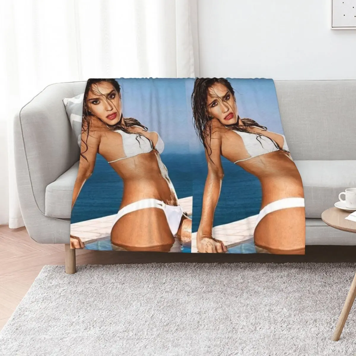 

jessica alba sexy Throw Blanket for winter Personalized Gift Soft Big Plaid on the sofa Blankets