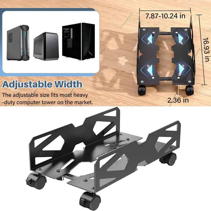 

Мобильная подставка для ПК, регулируемая металлическая подставка для компьютерного корпуса, напольная подставка для ПК с 4 фиксируемыми колесами, держатель для системного блока для офиса