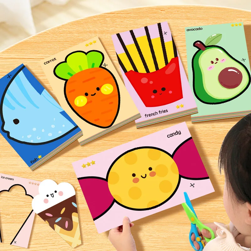 قطع الورق المصنوعة يدويًا بدلة اوريغامي مثيرة للاهتمام على شكل حيوان/نبات/أنماط طعام بما في ذلك مقص ألعاب تفاعلية بين الوالدين والطفل