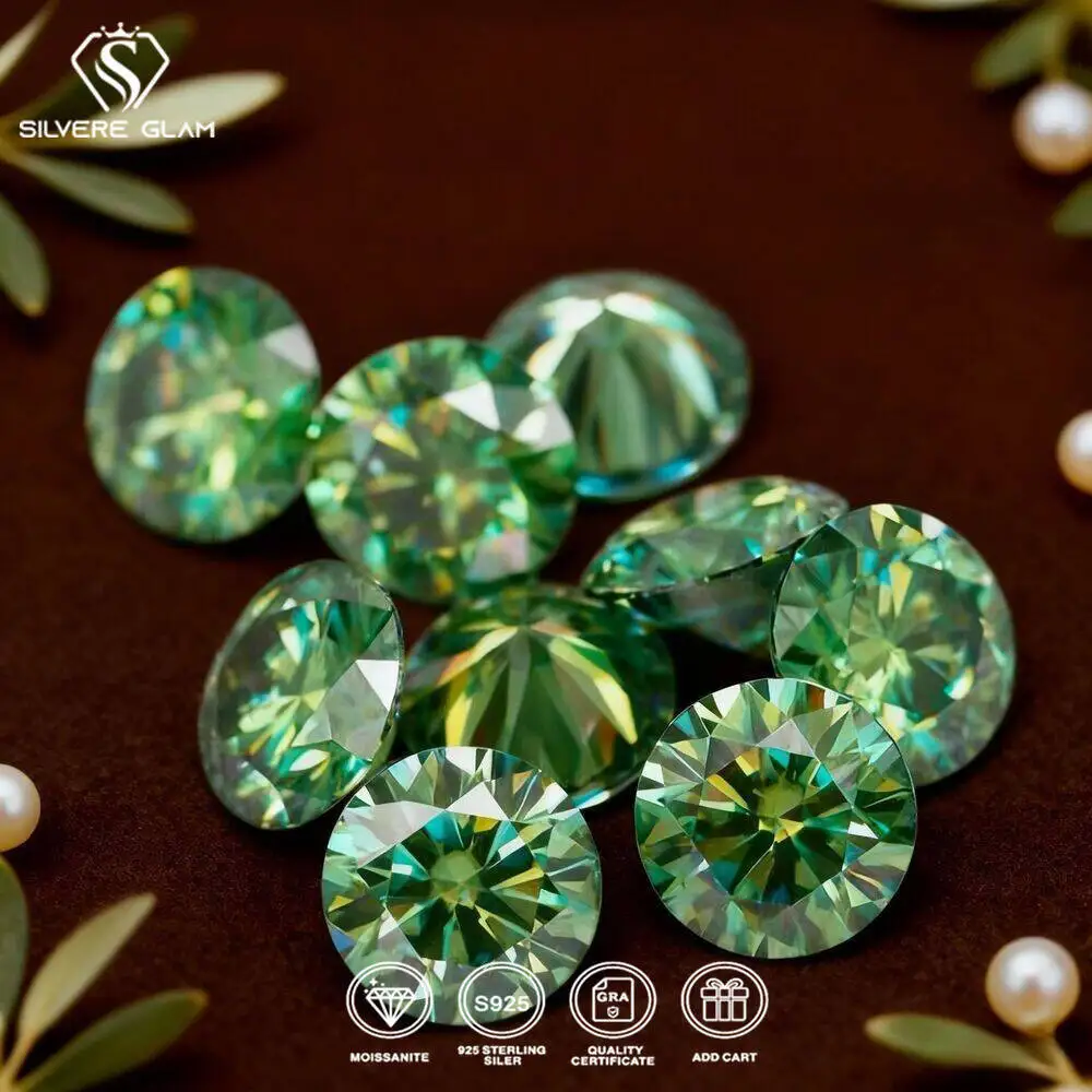 SG 3-11mm Green Moissanite Loose Stone D VVS1 Gemstone Wholesale Small Particle Moissanite Lab Gemstone DIY Jewelry
