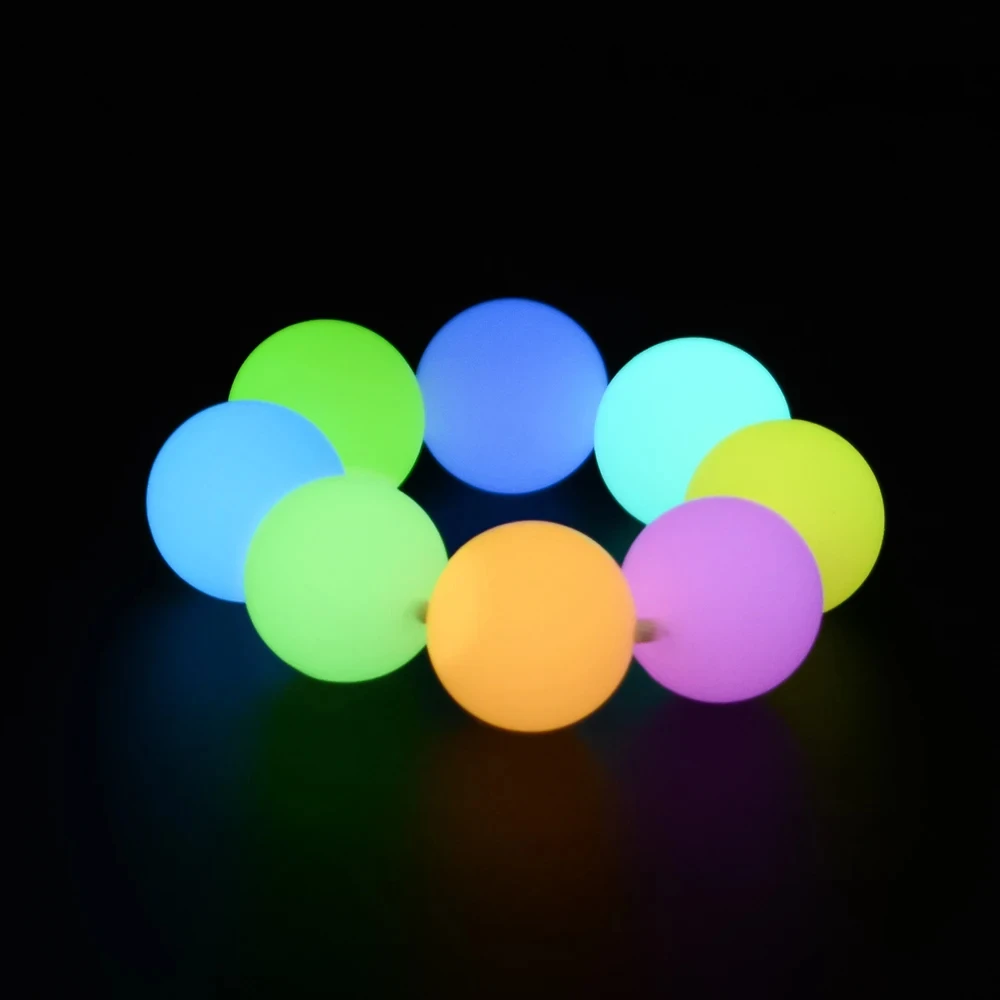 LOFCA 15mm 20 pezzi Perline luminose in silicone Nuove perline rotonde fluorescenti Crea braccialetti Accessori per gioielli collana portachiavi fai da te