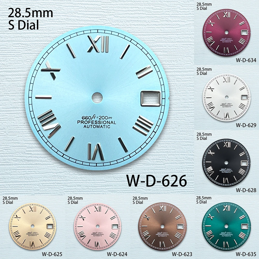 28.5mm S Logo Rome Sunray Dial Fit NH35/NH36 Japanese Movement Purple Dive High-Quality Dial Watch Modification Accessories