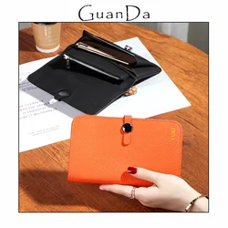 Custom Initial Large Capacity Business Coin Purse Genuine Leather Fashion Woman Wallet Business Casual Luxury Design Card Holder