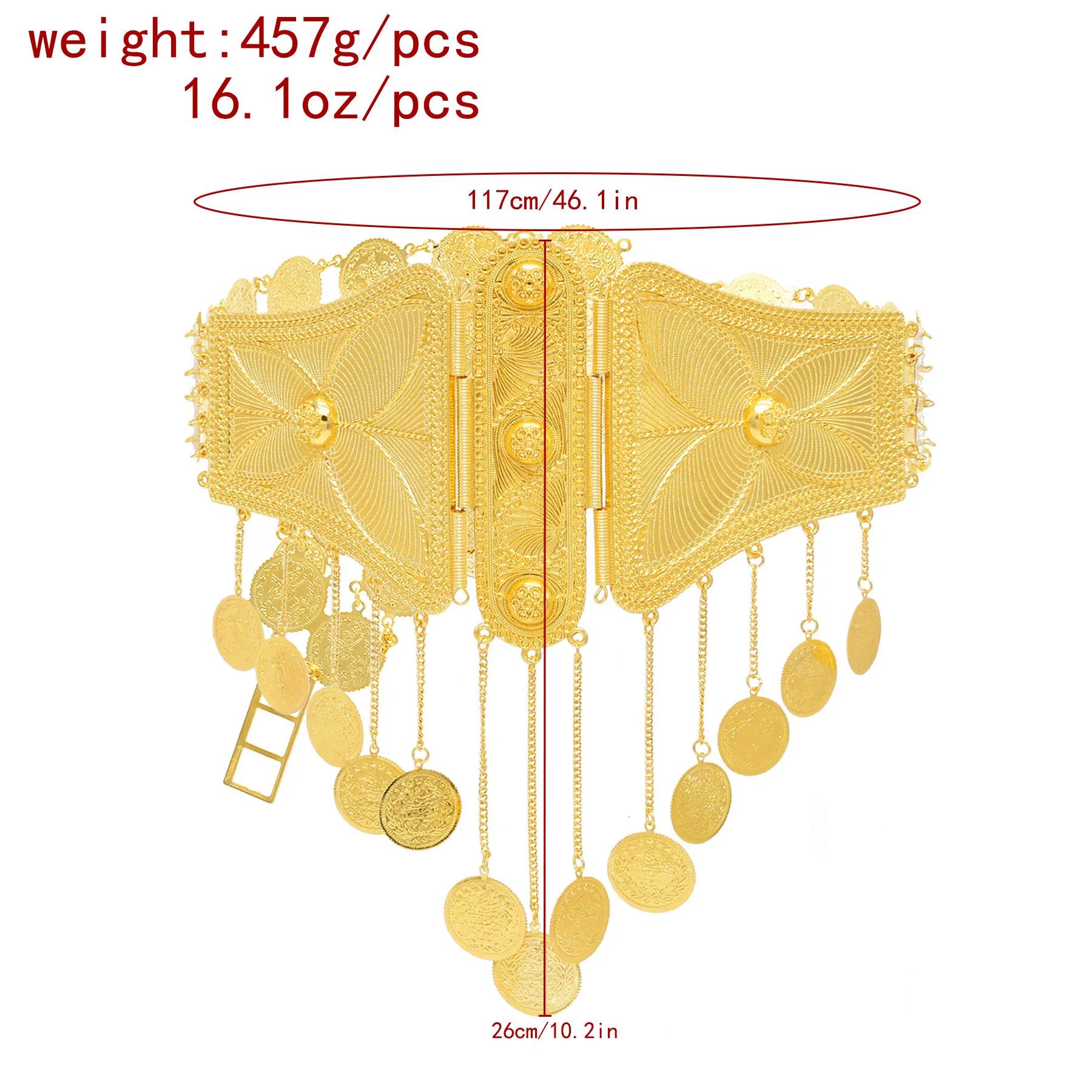 خمر سبيكة معدنية عملة شرابة تصميم الأزياء الخصر سلسلة الذهب فراشة حزام كبير التبعي الشرق الأوسط دبي المجوهرات #5