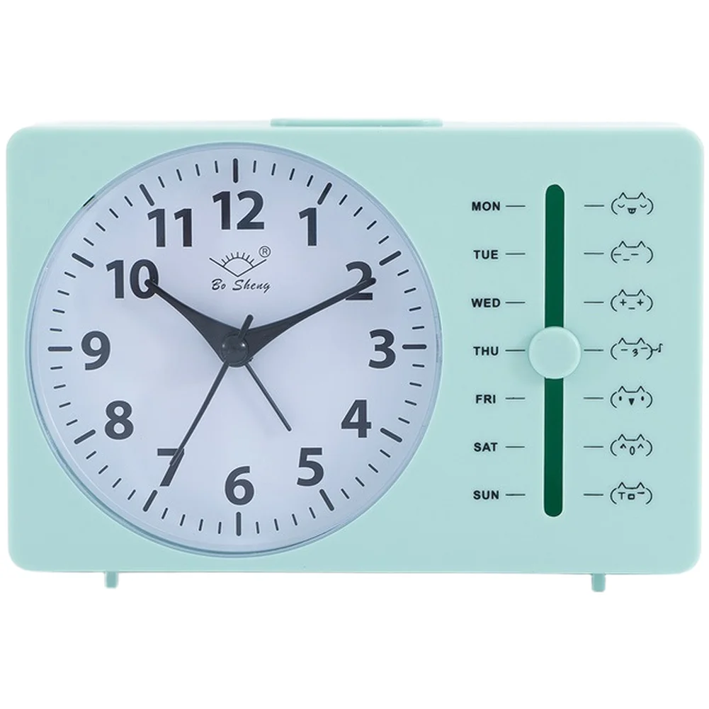 

Square Quartz Alarm Clock Battery Operated with Silent Sweep Movement and Dual Analog Digital Display for Desk and Nightstand