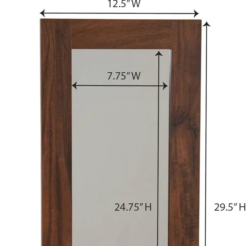 for Solid Wood Wall Mounted Mirror Full Length Entrance Bedroom Dresser Makeup Living Room Decoration Wooden Customization