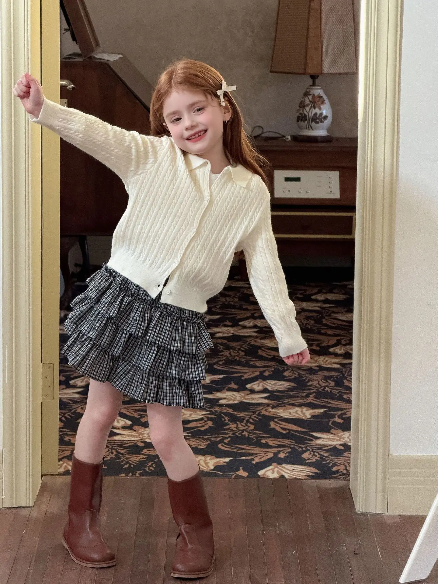 Cárdigan de Punto para Niñas, Otoño 2026, Nuevo Modelo Clásico con Cuello Camisero, Chaqueta de Punto para Niños, Top Infantil