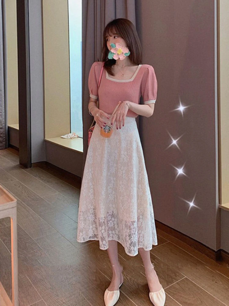 

Maxi Long Beach Womens Skirt Lace Clothing Skirts for Women White Vintage Modest Chic and Elegant Cheap Premium Luxury Harajuku