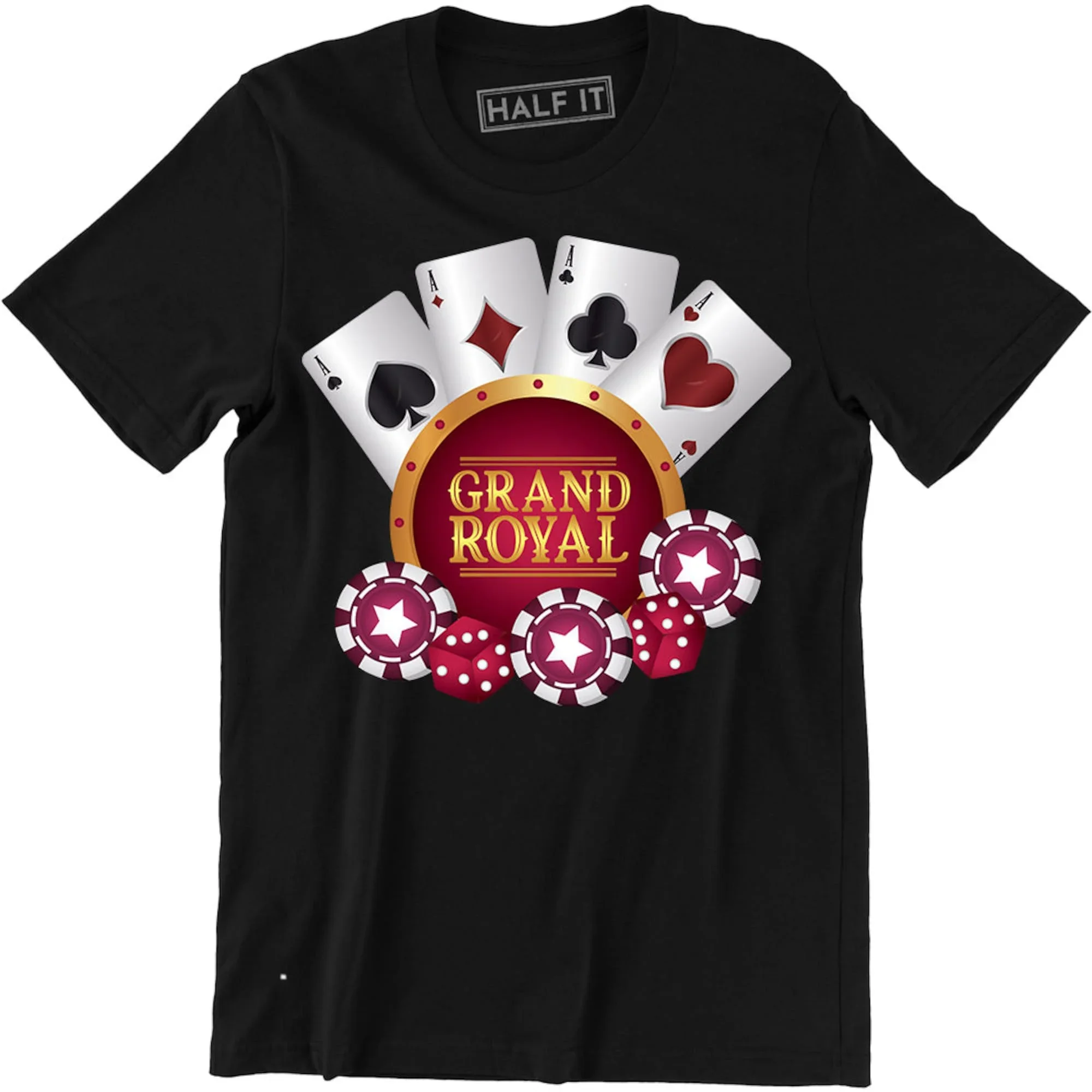 

Забавная игровая футболка с игральными картами и казино Grand Royal Four Aces