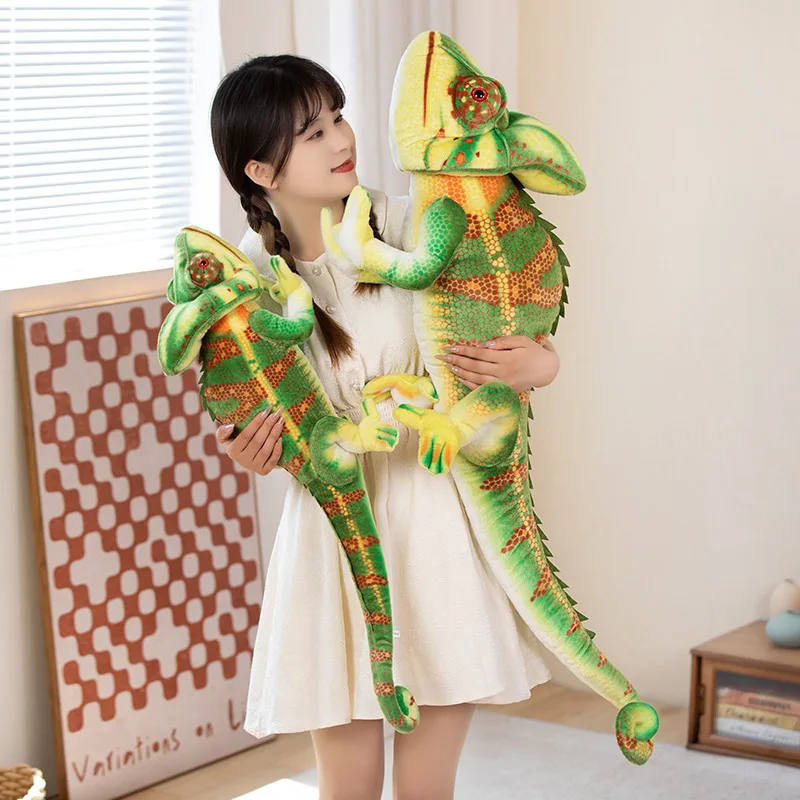 Big 80/110cm Realistic Chameleon Pluchie Cute Cartoon Stuffed Animal Throw Pillow Home Decor Perfect Birthday Gift For Boys Girl