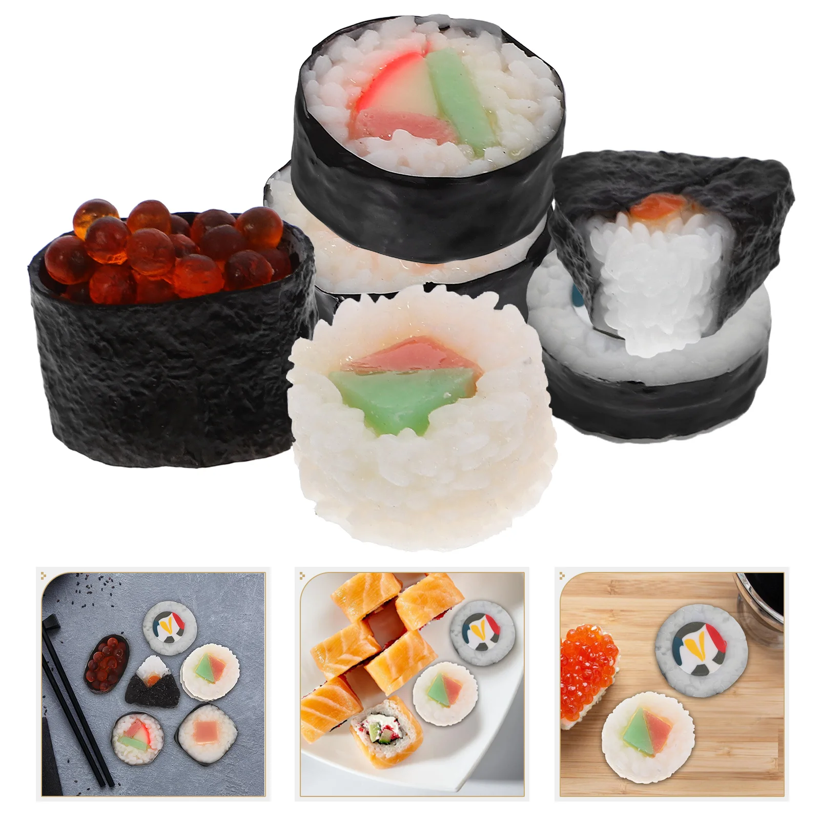 6 Pcs Japanese Decor Simulation Sushi Model Miniature Food for Collectors Artificial Fake Photography Realistic Restaurants