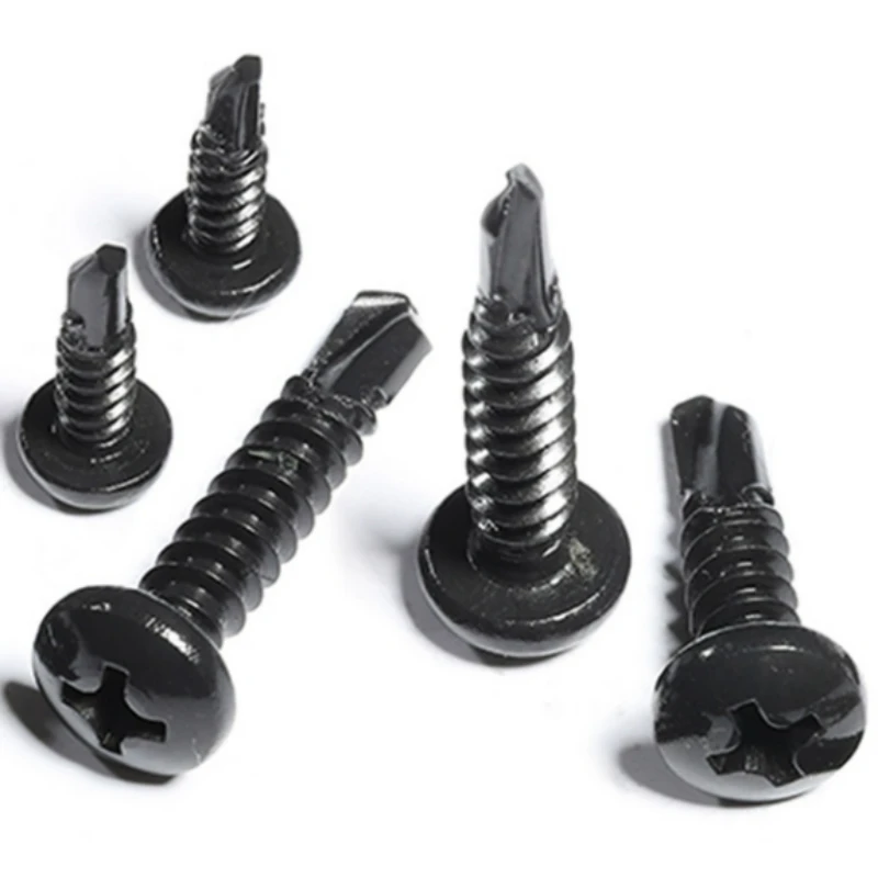 10/20Pcs Black 304 Stainless Steel Cross Pan Head Drilling Self Tapping Screws M3.5 M4 M4.2 M5 Length=13mm-50mm