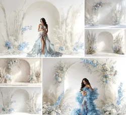 Mehofond Photography Background Boho White Arch Wall Floral Adult Birthday Wedding Maternity Portrait Decor Backdrop Photo Studi