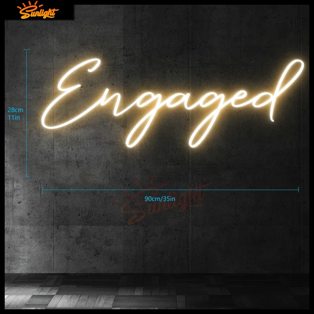 Big 90CM Engaged Neon Signs Wedding Engagement Decor Sign Party Favor LED Neon Light Signage Home Decor Gift Yard Garden Wall