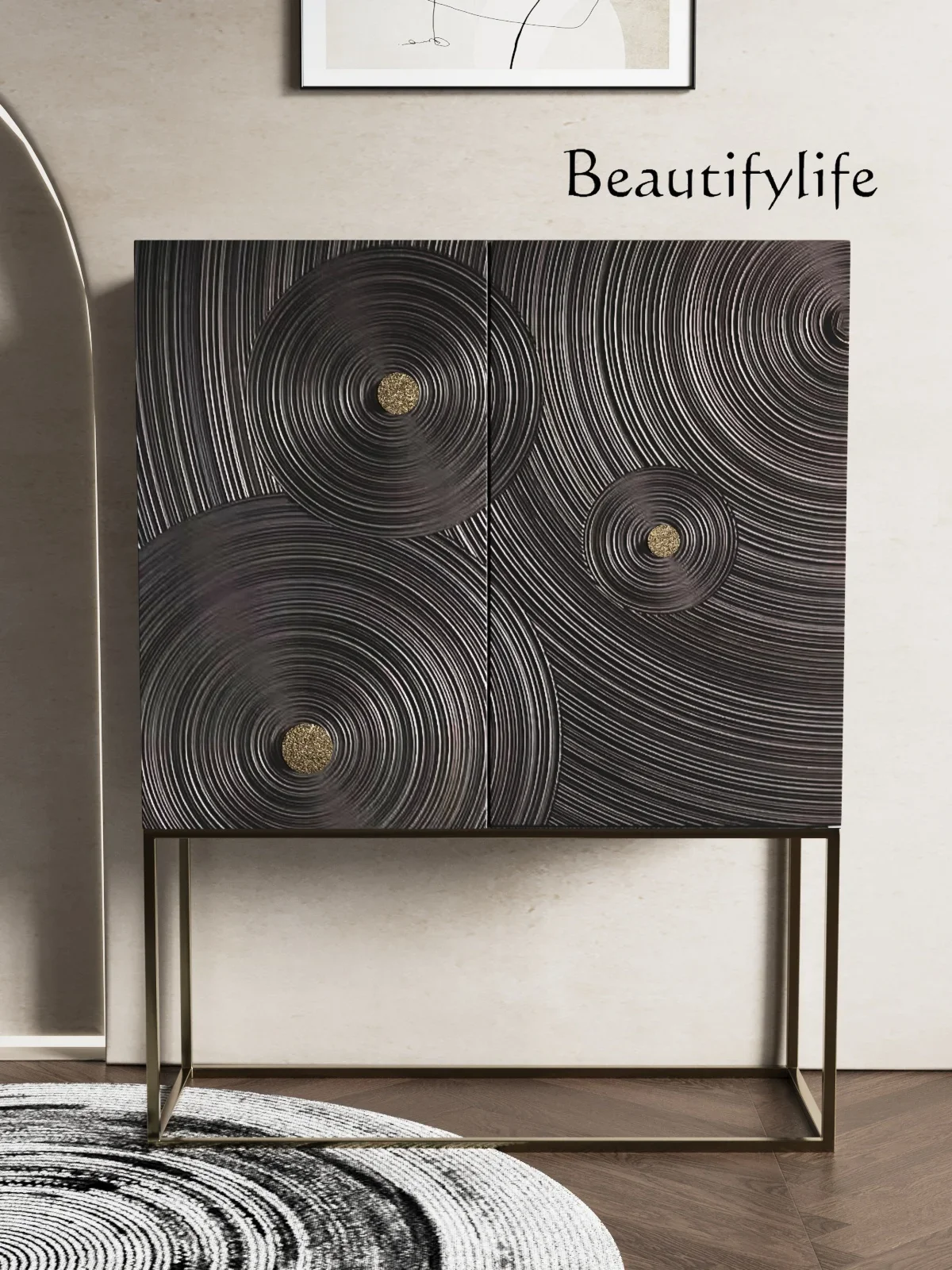 

XX Modern Solid Wood Carving Flower Bucket Cabinet Storage Cabinet Entrance Wine Cabinet Small Side Against The Wall