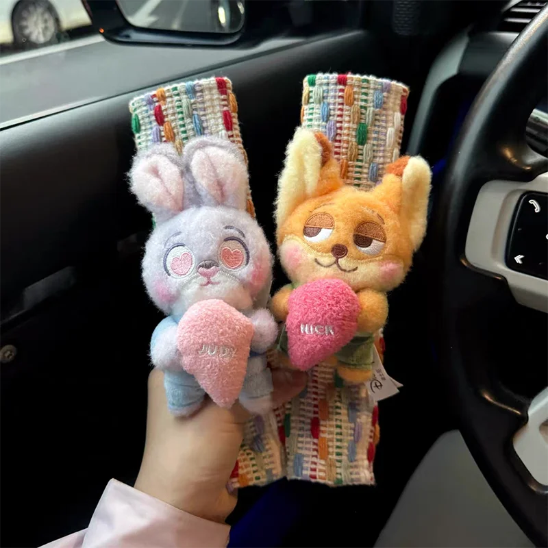 

New Disney Kawaii Anime Judy Hopps Seat Belt Shoulder Cute Sweet Nick Wilde Cartoon Seat Belt Cover Lovely Automotive Supplies